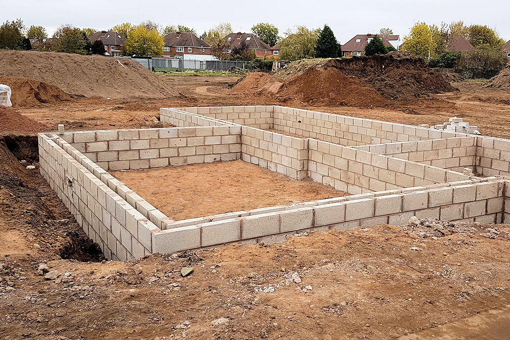 Strip Foundation with concrete blocks