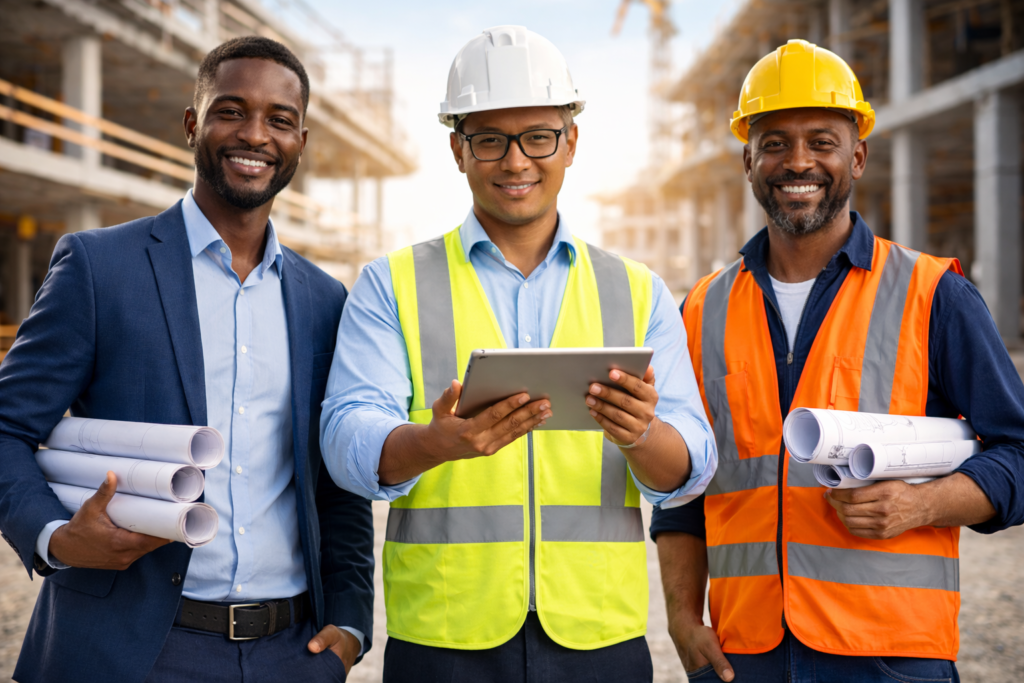 Architect vs structural engineer and builder at a construction site